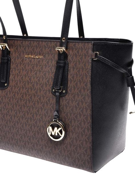 michael kors tote black leather|michael kors black canvas tote.